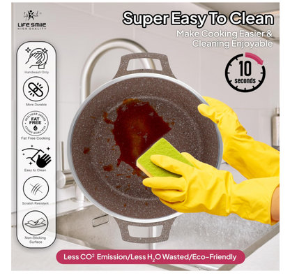 LIFE SMILE 29-Piece Cookware Set | Granite Stone Non-Stick Pots & Pans | طقم أواني الطبخ 29 قطعة جرانيت