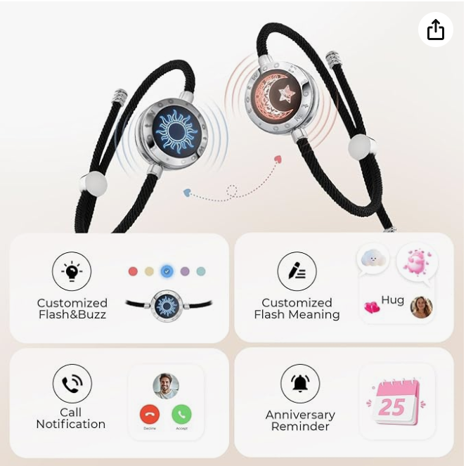 TOTWOO Smart Love Bracelets 💖 | سوار ذكي للمسافات البعيدة مع إضاءة واهتزاز Bluetooth