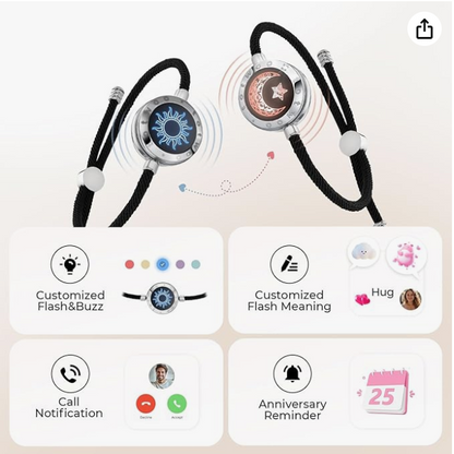 TOTWOO Smart Love Bracelets 💖 | سوار ذكي للمسافات البعيدة مع إضاءة واهتزاز Bluetooth