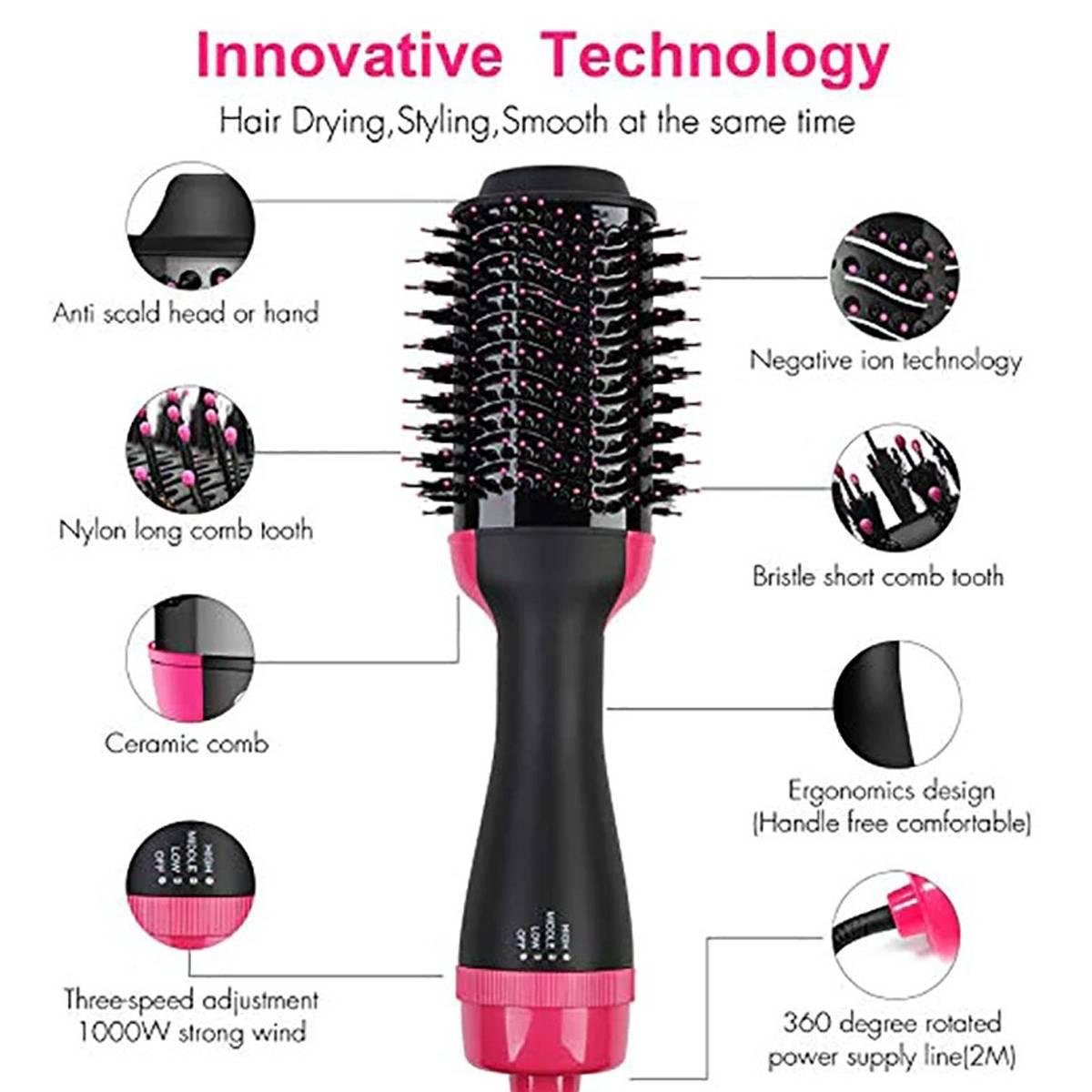 4 in 1 - Hair Dryer + Curler + Straightener For All Hair Types