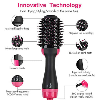 4 in 1 - Hair Dryer + Curler + Straightener For All Hair Types