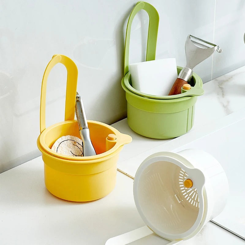 2 IN 1 Kitchen Sink Strainer Stopper One-click Opening Hanging